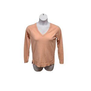 Bobeau V Neck Sweater Womens Size XS  Pink Center Seam High Low Hem